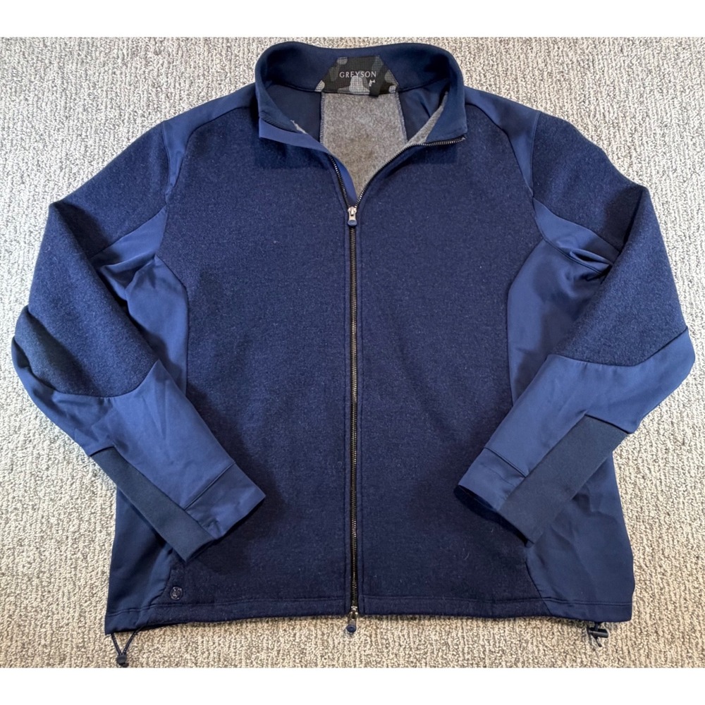 Greyson Full Zip Jacket Mens XXL Navy Blue Wool Blend‎ Hybrid Golf Layer